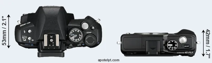 Compare E-450 versus E-PL2 top