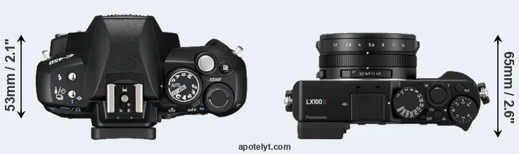Compare E-450 versus LX100 II top