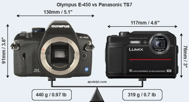 Size Olympus E-450 vs Panasonic TS7