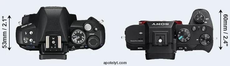 Compare E-450 versus A7 II top