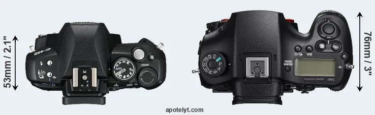 Compare E-450 versus A99 II top
