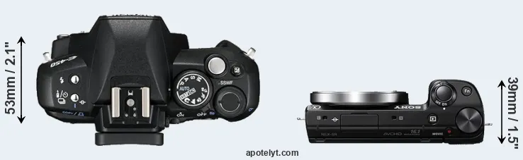 Compare E-450 versus NEX-5R top