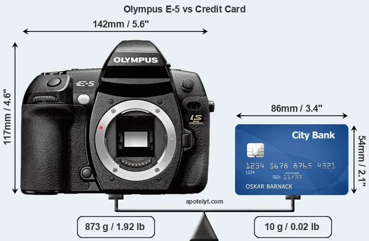 Olympus E-5 vs credit card front