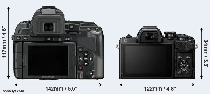 Comparison E-5 or E-M10 IV rear
