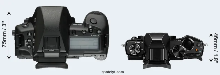 Compare E-5 versus E-M10 top