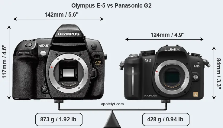 Size Olympus E-5 vs Panasonic G2