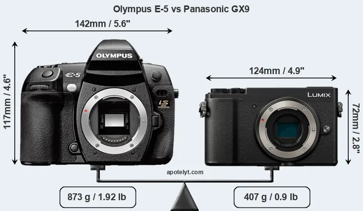 Size Olympus E-5 vs Panasonic GX9