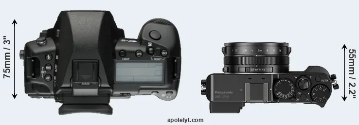 Compare E-5 versus LX100 top