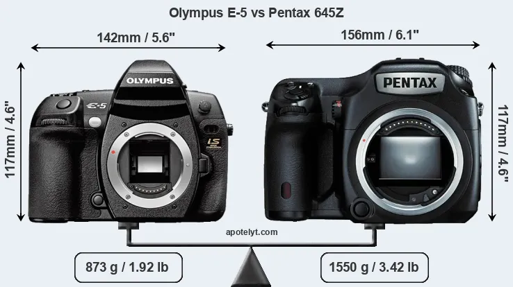 Size Olympus E-5 vs Pentax 645Z