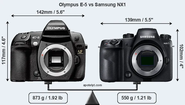Size Olympus E-5 vs Samsung NX1