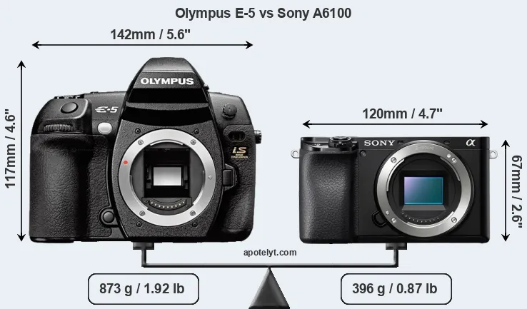 Size Olympus E-5 vs Sony A6100
