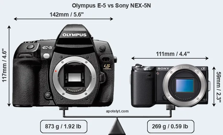 Size Olympus E-5 vs Sony NEX-5N