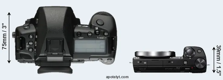 Compare E-5 versus NEX-5R top