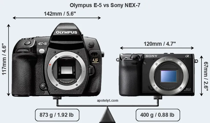 Size Olympus E-5 vs Sony NEX-7