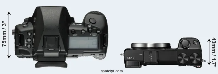 Compare E-5 versus NEX-7 top