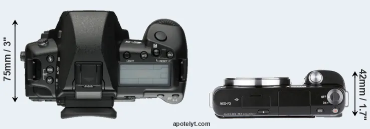 Compare E-5 versus NEX-F3 top