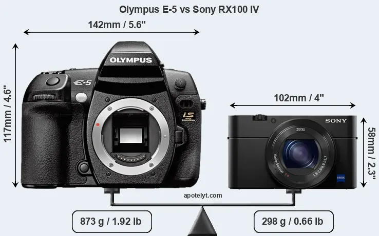 Size Olympus E-5 vs Sony RX100 IV