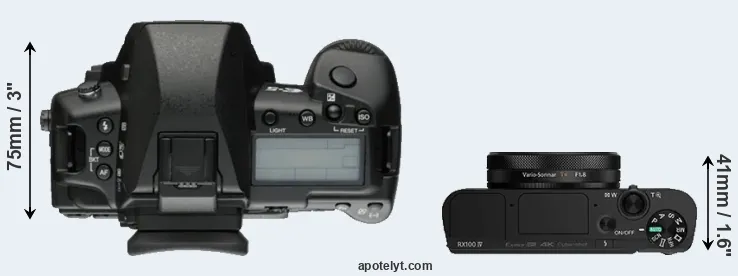 Compare E-5 versus RX100 IV top