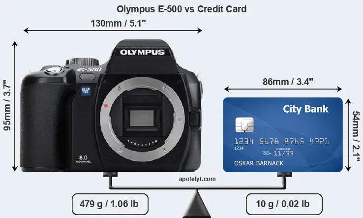Olympus E-500 vs credit card front