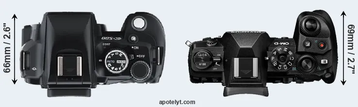Compare E-500 versus E-M1 III top