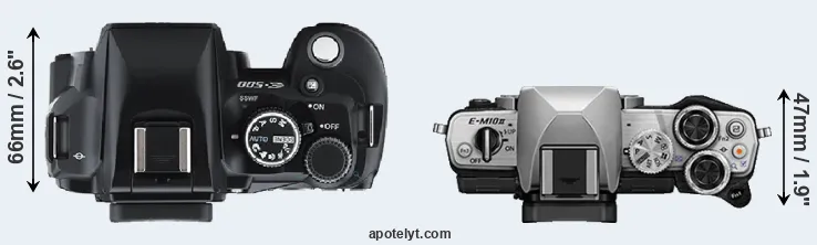 Compare E-500 versus E-M10 II top