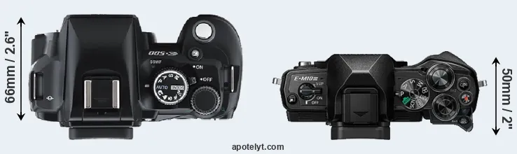 Compare E-500 versus E-M10 III top