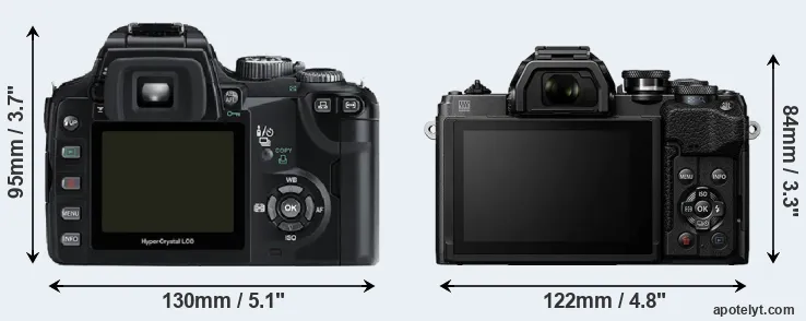 Comparison E-500 or E-M10 IV rear