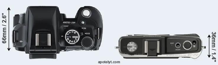 Compare E-500 versus E-P2 top