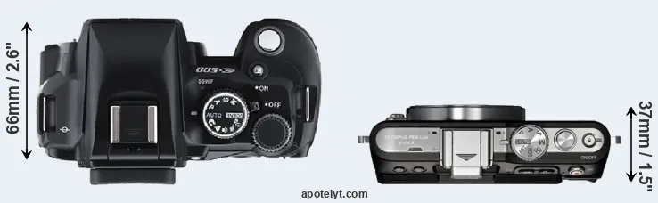 Compare E-500 versus E-PL3 top