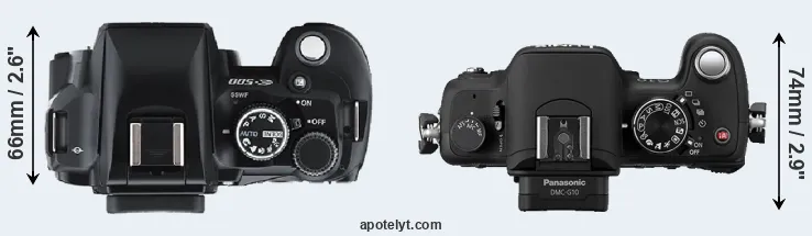 Compare E-500 versus G10 top
