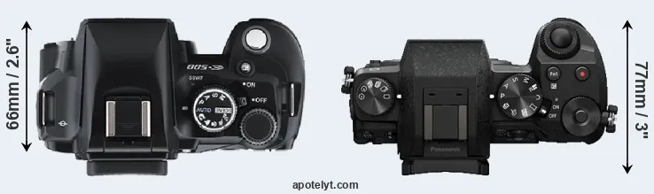 Compare E-500 versus G7 top