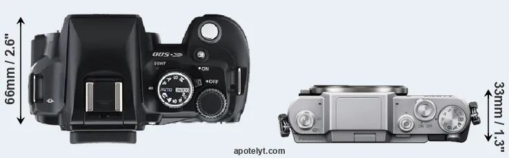 Compare E-500 versus GF7 top