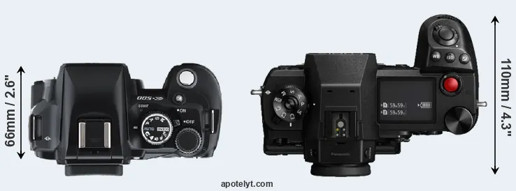 Compare E-500 versus S1H top