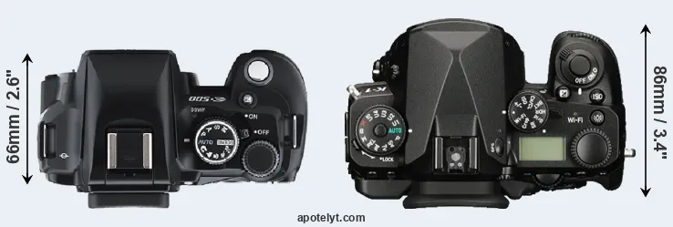Compare E-500 versus K-1 top