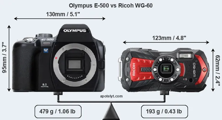 Size Olympus E-500 vs Ricoh WG-60