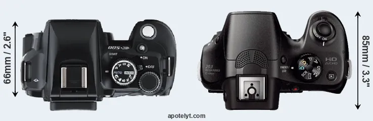 Compare E-500 versus A3000 top