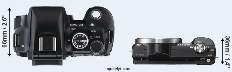 Compare E-500 versus A5000 top