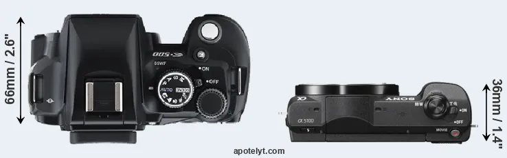 Compare E-500 versus A5100 top