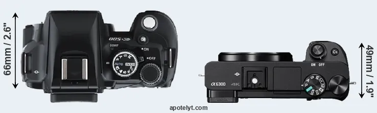 Compare E-500 versus A6300 top