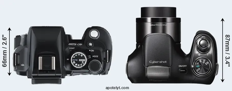 Compare E-500 versus H200 top
