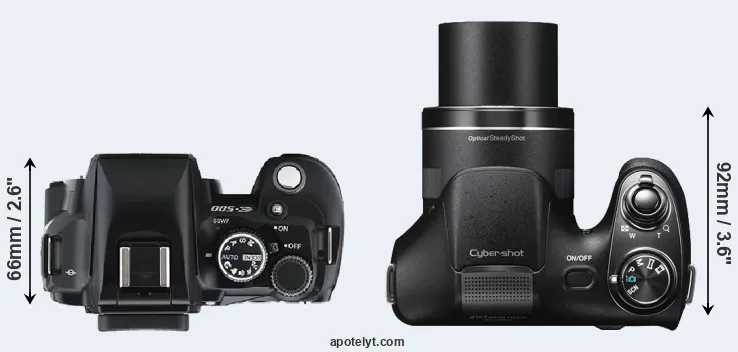 Compare E-500 versus H300 top