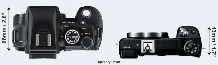 Compare E-500 versus NEX-6 top