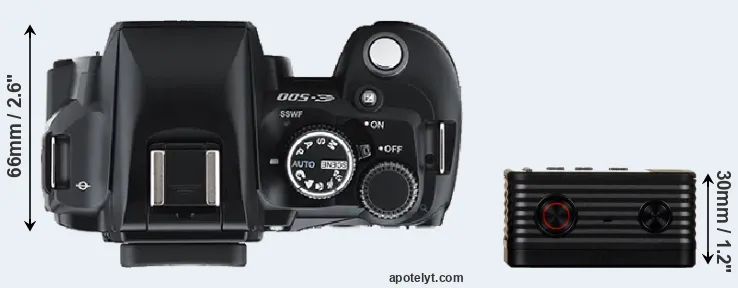 Compare E-500 versus RX0 top