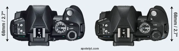 Compare E-510 versus E-520 top