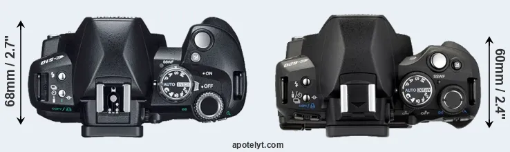 Compare E-510 versus E-620 top