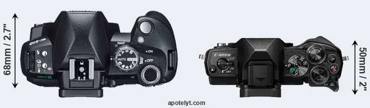 Compare E-510 versus E-M10 III top