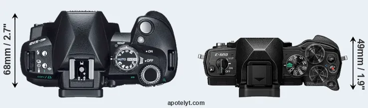 Compare E-510 versus E-M10 IV top