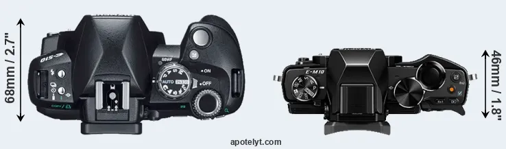 Compare E-510 versus E-M10 top