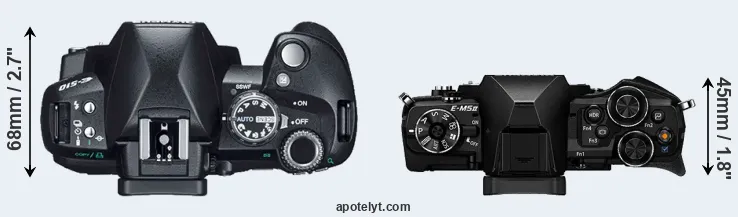 Compare E-510 versus E-M5 II top
