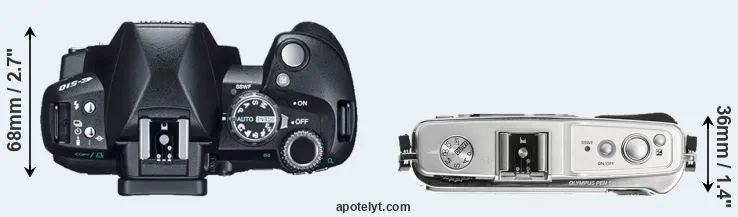 Compare E-510 versus E-P1 top